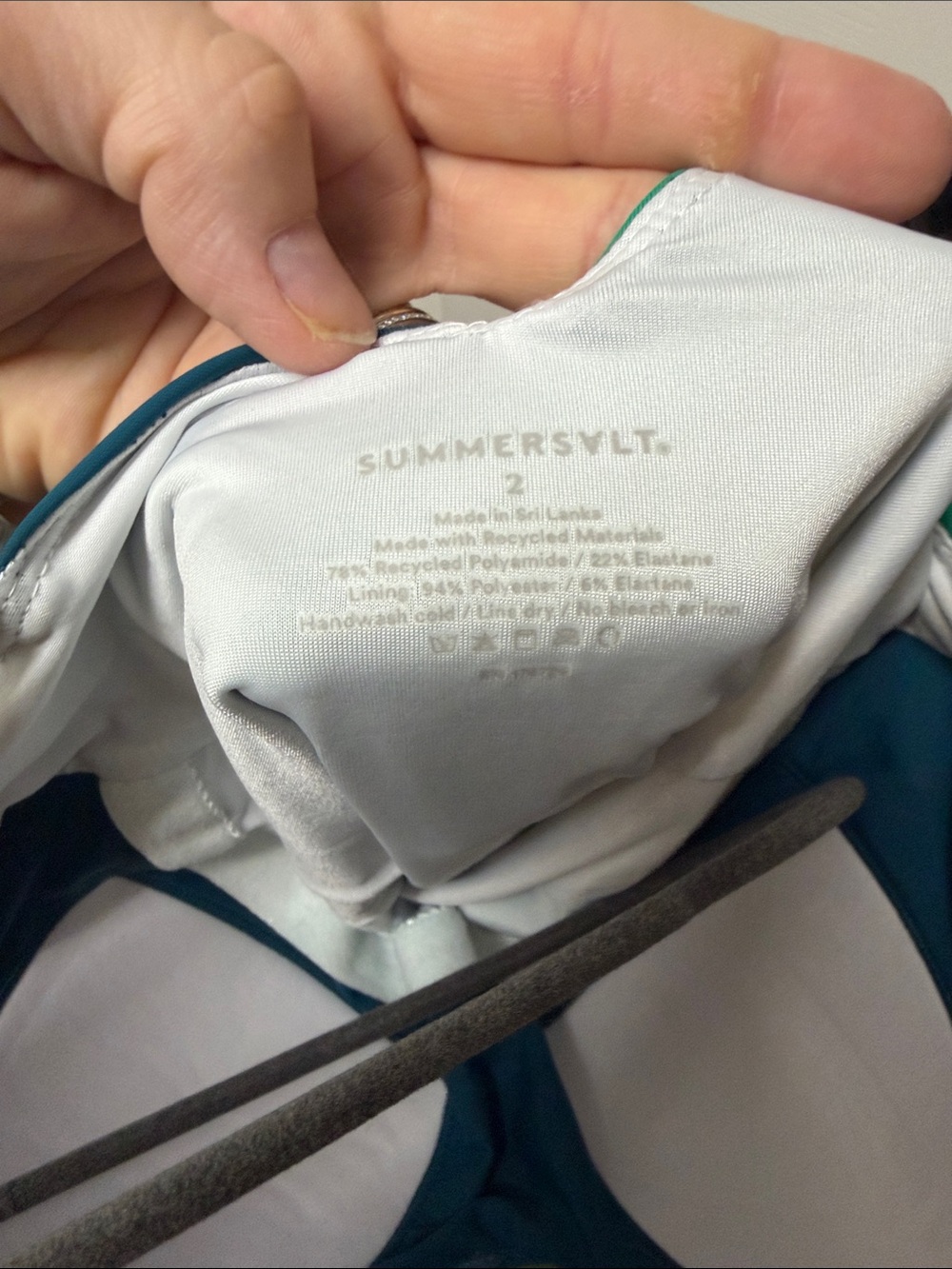 Summersalt Colorblock One-Piece Swimsuit in Teal, Dark Teal & White - Picture 4 of 4
